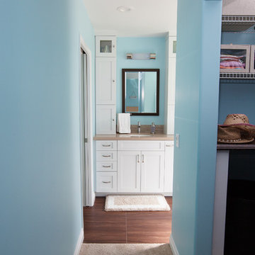 Refreshing Blue & White Master Bathroom Remodel in Torrance, CA.