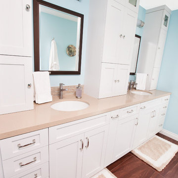Refreshing Blue & White Master Bathroom Remodel in Torrance, CA.