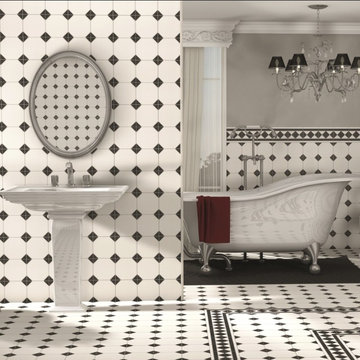 Regent Black and White Floor Tiles - Border Victorian Tiles - Direct Tile Wareho