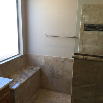 Remodeled track home master bath to create custom master suite
