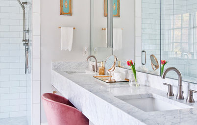Master Bath Loses Dark Finishes and Gains Airy Glamour