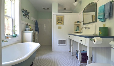 Avant/Après : Un cellier métamorphosé en salle de bains vintage