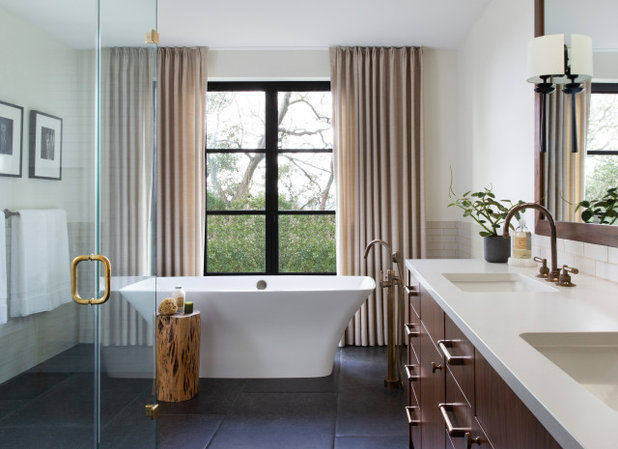 Transitional Bathroom by Laura Roberts Design
