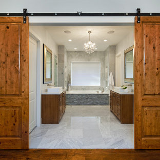 Photo of a contemporary bathroom in Austin with mosaic tile.