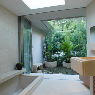Bathroom - modern bathroom idea in Los Angeles with an integrated sink