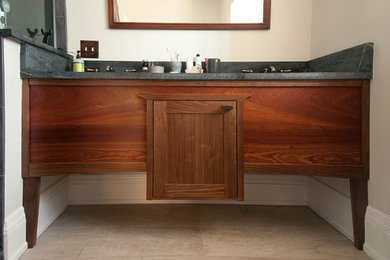 Photo of a bathroom in Baltimore with soapstone worktops.