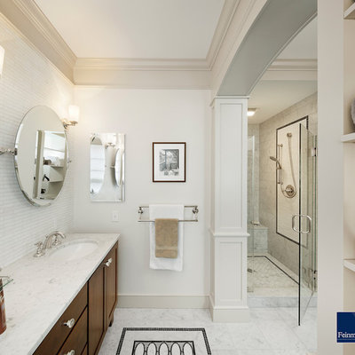 Elegant mosaic tile bathroom photo in Boston