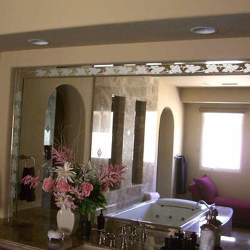 Rose Border Decorative Mirror with Etched, Carved Design