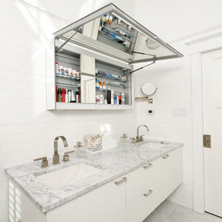 Example of a trendy subway tile bathroom design in DC Metro