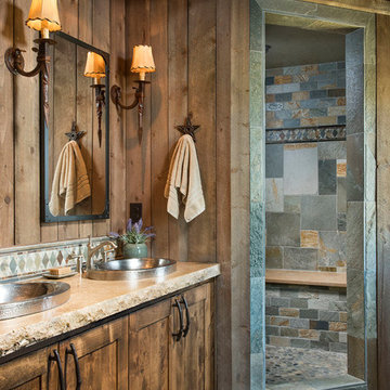 Rustic Colorado Timber Frame Home - The Steamboat Springs Residence Bathroom