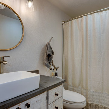 Rustic Farmhouse Bathroom White Washed Vanity