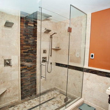 Rustic Industrial Master Bathroom Shower