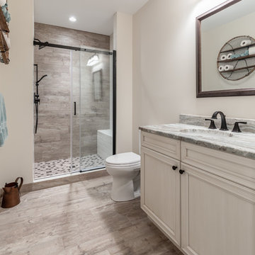 Rustic Modern Basement with Bathroom