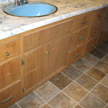 Rustic Ranch Kitchen and Before Pic of Bath Vanities
