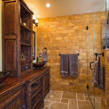 Rustic Spanish design and remodeling of 2 bathrooms in Thousand Oaks