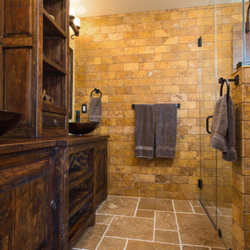 Rustic Spanish design and remodeling of 2 bathrooms in Thousand Oaks
