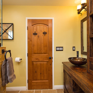 Rustic Spanish design and remodeling of 2 bathrooms in Thousand Oaks