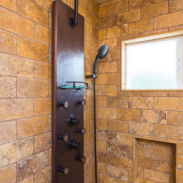 Rustic Spanish design and remodeling of 2 bathrooms in Thousand Oaks
