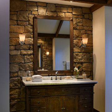 Rustic Stone Wall Bathroom