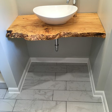 Rustic wood vessel sink bathroom