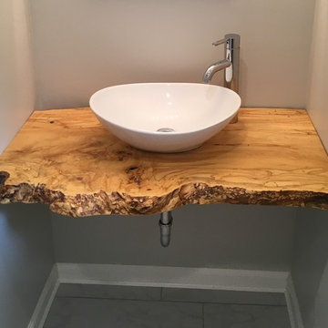 Rustic wood vessel sink bathroom