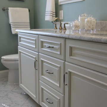Sage Green Carrera Marble Bathroom