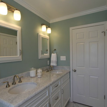 Sage Green Carrera Marble Bathroom