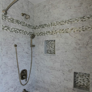 Monkton Sage Green Carrera Marble Bathroom