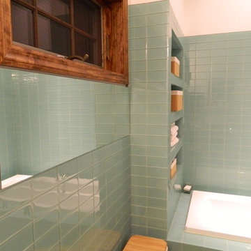 Sage Green Glass Tile Shower