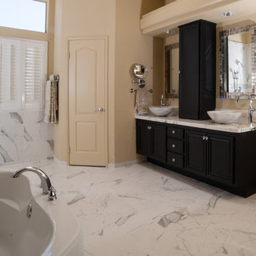 San Diego Master Bathroom Remodel with Marble Flooring and Countertops
