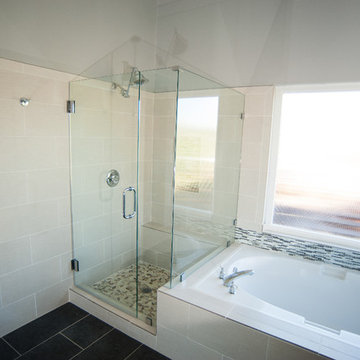 Glass Shower and Built In Soaking Tub in Master Bathroom Renovation