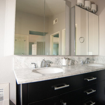 San Diego Master Bathroom Remodel Dark Wood Double Vanity