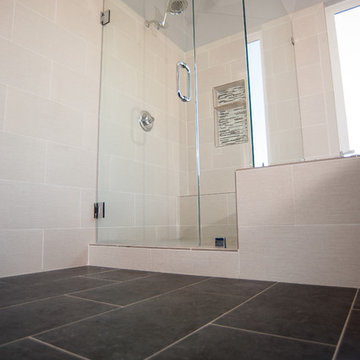 San Diego Master Bathroom Remodel with Black Tile Flooring