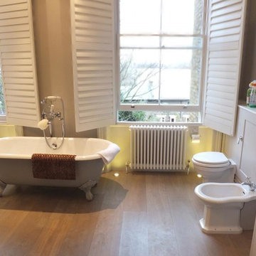 Sanded and re-sealed white washed bathroom floor European Heritage
