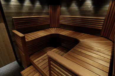 Пример оригинального дизайна: ванная комната среднего размера в скандинавском стиле