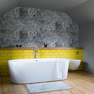 75+ Badezimmer mit gelben Fliesen und grauer Wandfarbe Ideen & Bilder