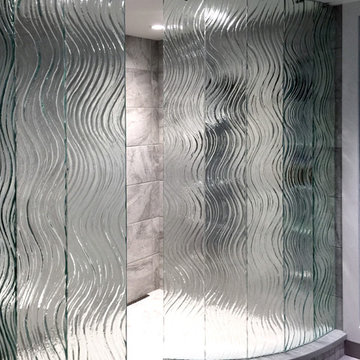 Scorpio Custom Glass Walk in Shower -Cast Glass Wall