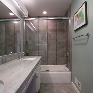 Sea Green Hall Bath with Gray Accents