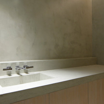 Semi-Glossy Finish Sink and Bathroom Wall
