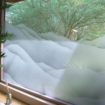 SHADED MOUNTAINS Bathroom Windows - Frosted Glass Designs Privacy Glass