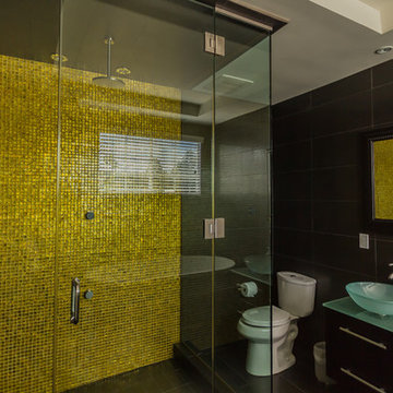 Sherman Oaks Condo, modern bathroom, glass tile bathroom, modern bath tile, glas