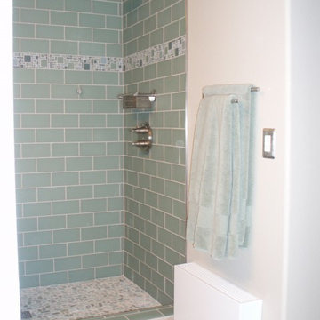Shower before glass enclosure