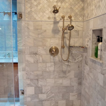 Shower-brushed chrome fixtures