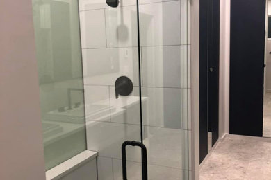 Shower Doors with glass back wall