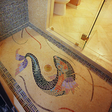 Shower floor mosaic