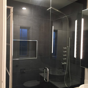 Shower in black design with modern shower head.