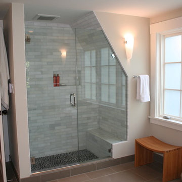 Shower tucked into gable