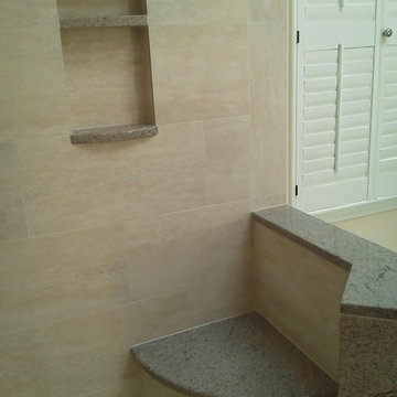Shower wall, niche and corner seat
