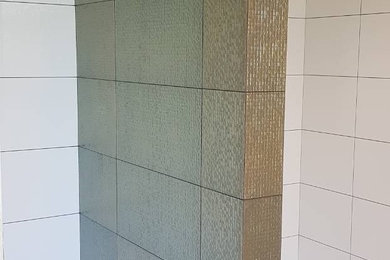 Shower with ceramic feature wall