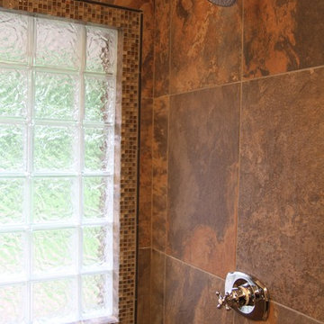 Shower with glass block window